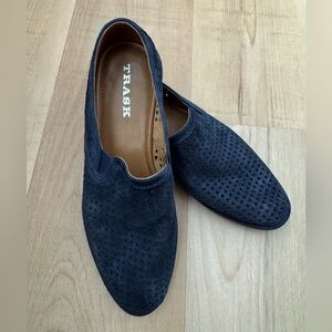 Trask Ali Navy Blue Metallic Perforated Suede Loafers - 8.5M